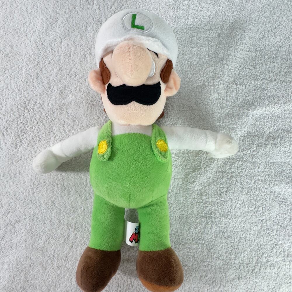 Nintendo Super Mario Bros Fire White Green Luigi 12” Plush Stuffed Doll Toy 2022